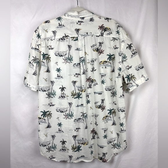 Old Navy Button Up Mens XL Hawaiian Shirt Linen White Resort Wear Island Vibes - Picture 2 of 10
